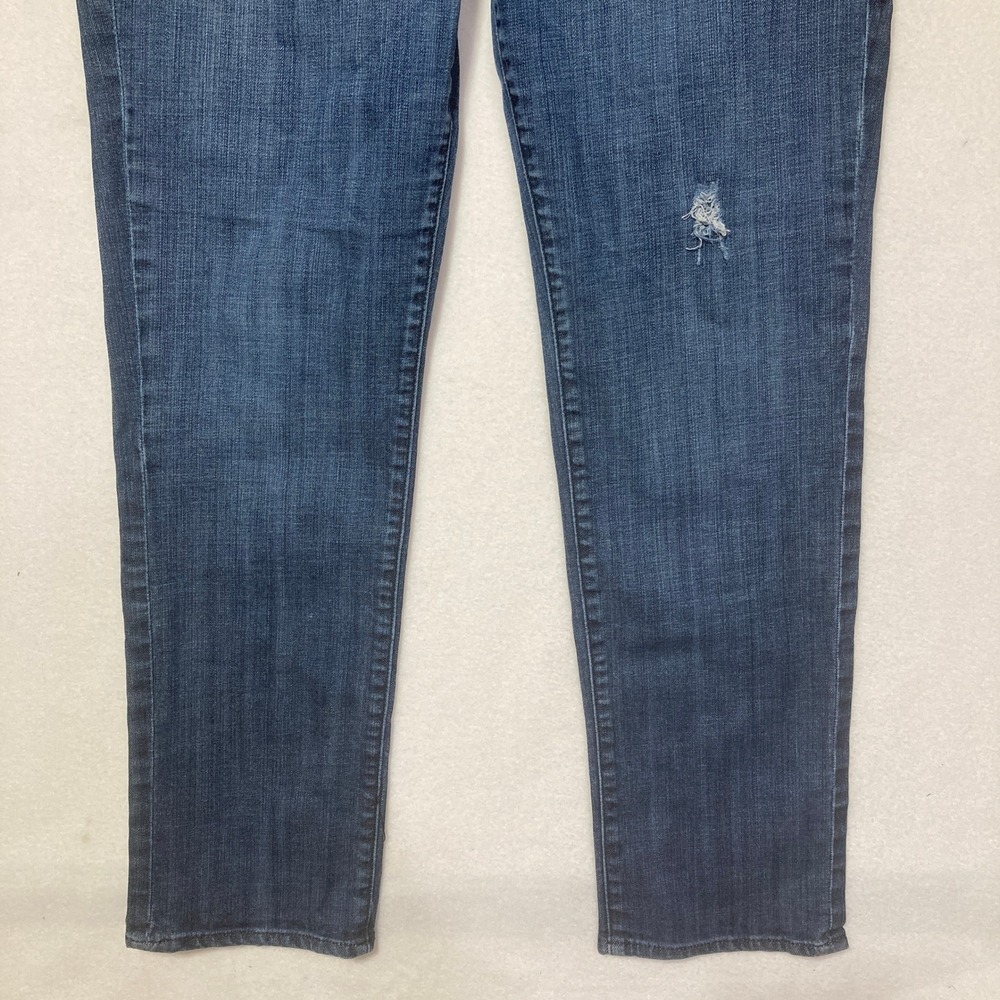 Kut from the Kloth Womens Size 12 Dark Wash Distressed Straight Leg Jeans Blue - Picture 10 of 16
